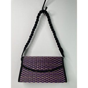 Saraye Original Tatami Shoulder Purse Baskets of Cambodia Purple And Tan